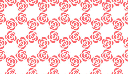 Flower geometric pattern with roses. Seamless vector background. White and pink ornamentのイラスト素材