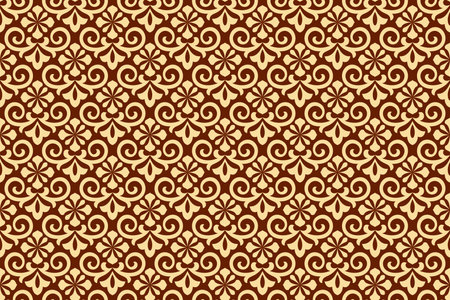 Flower geometric pattern. Seamless vector background. Gold and brown ornament. Ornament for fabric, wallpaper, packaging. Decorative printのイラスト素材