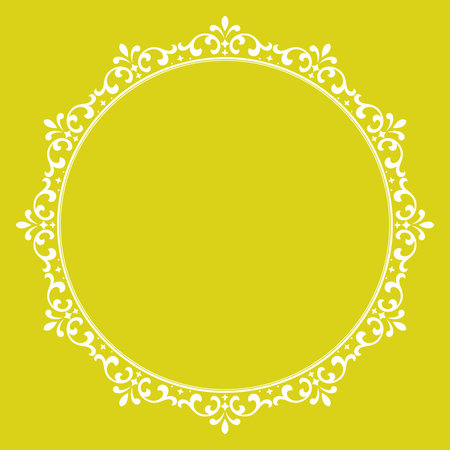 Decorative frame Elegant vector element for design in Eastern style, place for text. Floral yellow and white border. Lace illustration for invitations and greeting cardsのイラスト素材