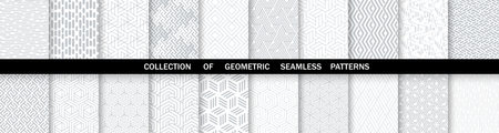 Geometric set of seamless gray and white patterns. Simpless vector graphics.のイラスト素材