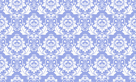 Wallpaper in the style of Baroque. Seamless vector background. White and blue floral ornament. Graphic pattern for fabric, wallpaper, packaging. Ornate Damask flower ornamentのイラスト素材