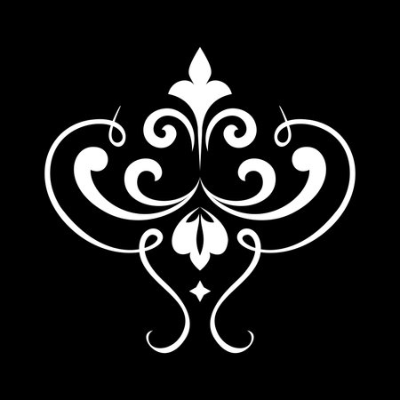 Damask graphic ornament. Floral design element. Black and white vector pattern.のイラスト素材
