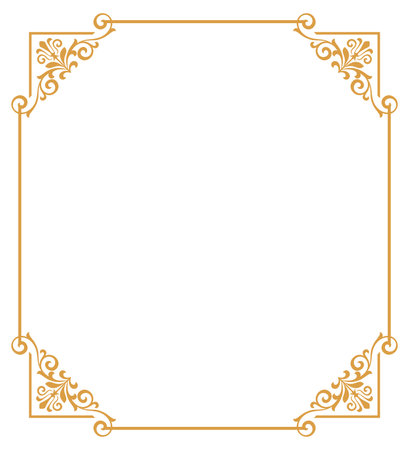Decorative frame Elegant vector element for design in Eastern style, place for text. Floral golden and white border. Lace illustration for invitations and greeting cards.のイラスト素材