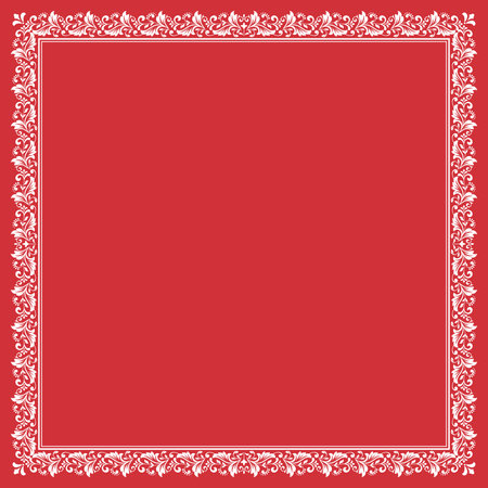 Decorative frame Elegant vector element for design in Eastern style, place for text. Floral red and white border. Lace illustration for invitations and greeting cardsのイラスト素材