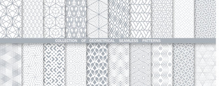 Geometric set of seamless gray and white patterns. Simpless vector graphics.のイラスト素材