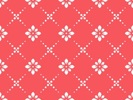 Flower geometric pattern. Seamless vector background. Pink and white ornamentのイラスト素材