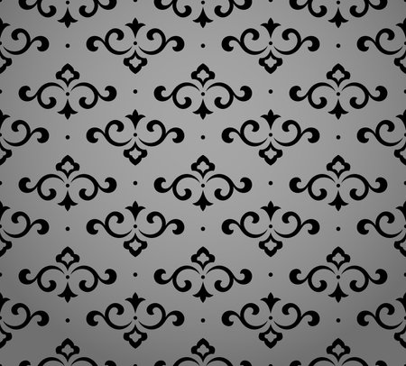 Flower geometric pattern. Seamless vector background. Gray and black ornamentのイラスト素材