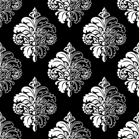 Wallpaper in the style of Baroque. Seamless vector background. White and black floral ornament. Graphic pattern for fabric, wallpaper, packaging. Ornate Damask flower ornamentのイラスト素材