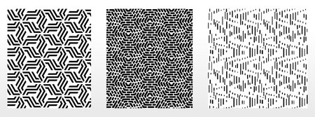Geometric set of seamless black and white patterns. Simple vector graphics