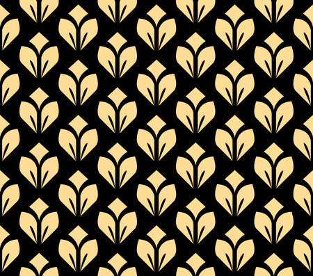 Flower geometric pattern. Seamless vector background. Gold and black ornament. Ornament for fabric, wallpaper, packaging. Decorative printのイラスト素材