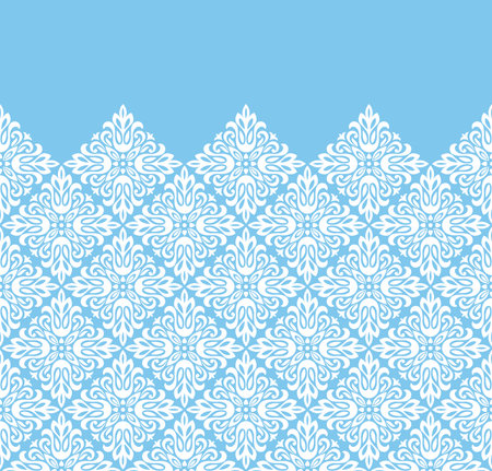Wallpaper in the style of Baroque. Modern vector background. White and blue floral ornament. Graphic pattern for fabric, wallpaper, packaging. Ornate Damask flower ornamentのイラスト素材