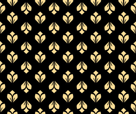 Flower geometric pattern. Seamless vector background. Gold and black ornamentのイラスト素材