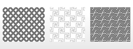 Geometric set of seamless black and white patterns. Simple vector graphicsのイラスト素材