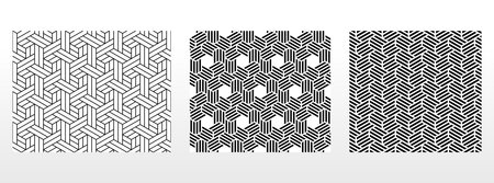 Geometric set of seamless black and white patterns. Simple vector graphicsのイラスト素材