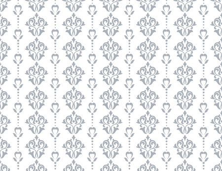 Flower geometric pattern. Seamless vector background. Gray and white ornament.のイラスト素材