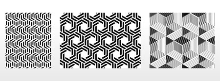 Geometric set of seamless black and white patterns. Simple vector graphicsのイラスト素材