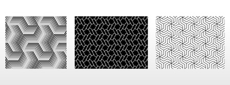 Geometric set of seamless black and white patterns. Simple vector graphics