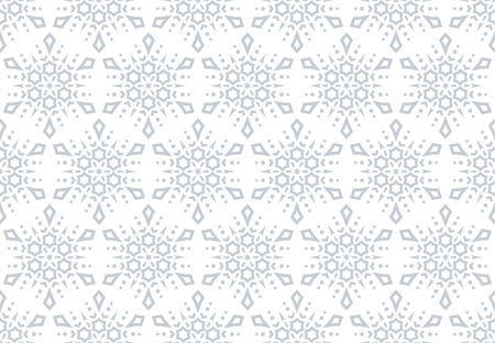 Abstract geometric pattern with lines, snowflakes. A seamless vector background. White and gray texture. Graphic modern patternのイラスト素材