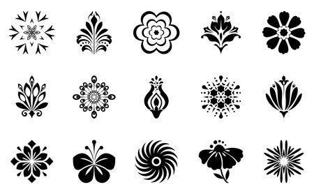 Flowers icon set. Flowers isolated on transparent background. Flowers in modern simple. Cute round flower plant nature collection. Vector illustratorのイラスト素材