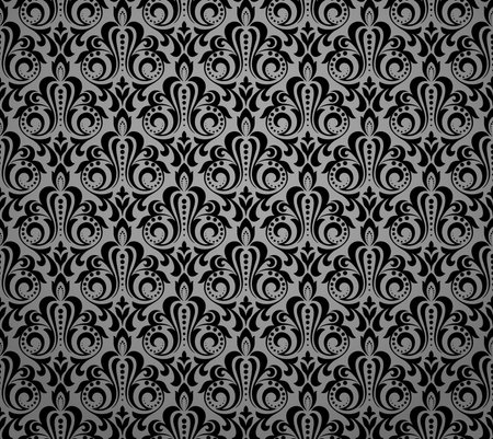 Wallpaper in the style of Baroque. Seamless vector background. Gray and black floral ornament. Graphic pattern for fabric, wallpaper, packaging. Ornate Damask flower ornamentのイラスト素材
