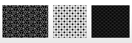 Geometric set of seamless black and white patterns. Simple vector graphics.のイラスト素材
