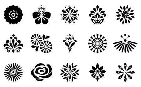 Flowers icon set. Flowers isolated on transparent background. Flowers in modern simple. Cute round flower plant nature collection. Vector illustratorのイラスト素材