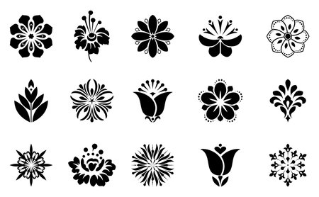 Flowers icon set. Flowers isolated on transparent background. Flowers in modern simple. Cute round flower plant nature collection. Vector illustratorのイラスト素材