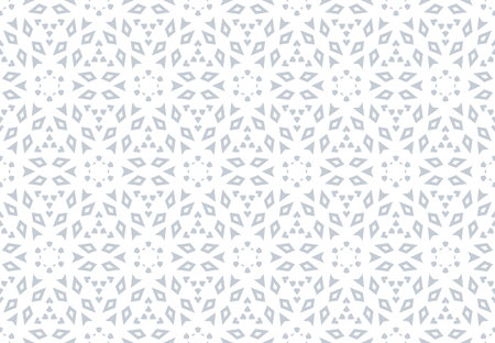 Abstract geometric pattern with lines, snowflakes. A seamless vector background. White and gray texture. Graphic modern patternのイラスト素材