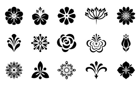Flowers icon set. Flowers isolated on transparent background. Flowers in modern simple. Cute round flower plant nature collection. Vector illustratorのイラスト素材