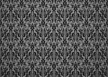 Wallpaper in the style of Baroque. Seamless vector background. Gray and black floral ornament. Graphic pattern for fabric, wallpaper, packaging. Ornate Damask flower ornamentのイラスト素材