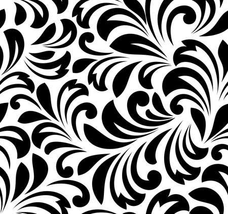 Flower pattern. Seamless white and black ornament. Graphic vector background. Ornament for fabric, wallpaper, packaging.のイラスト素材