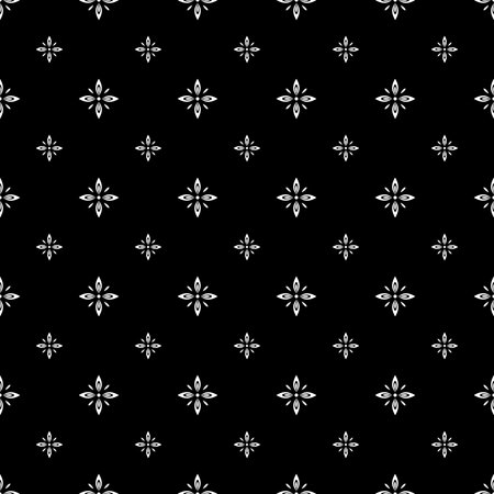 Flower geometric pattern. Seamless vector background. White and black ornament. Ornament for fabric, wallpaper, packaging. Decorative print.のイラスト素材