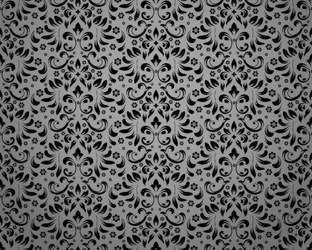 Floral pattern. Vintage wallpaper in the Baroque style. Seamless vector background. Gray and black ornament for fabric, wallpaper, packaging. Ornate Damask flower ornamentのイラスト素材