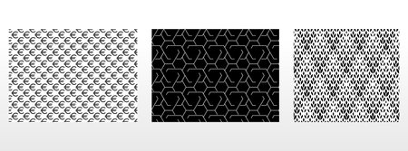 Geometric set of seamless black and white patterns. Simple vector graphics.のイラスト素材