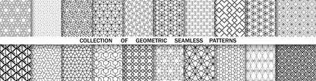 Geometric set of seamless black and white patterns. Simple graphicsの写真素材