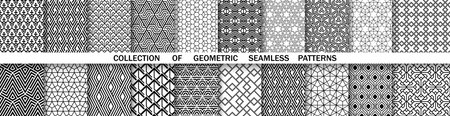 Geometric set of seamless black and white patterns. Simple graphicsの写真素材