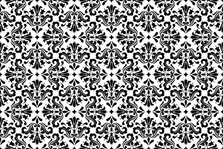 Flower geometric pattern. Seamless background. White and black ornamentの写真素材
