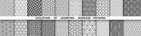 Geometric set of seamless black and white patterns. Simple graphicsの写真素材