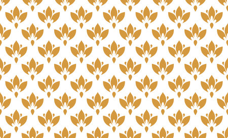 Flower geometric pattern. Seamless background. White and gold ornamentの写真素材