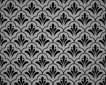 Flower geometric pattern. Seamless background. Black and gray ornamentの写真素材