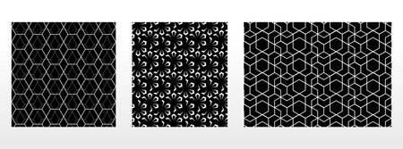 Geometric set of seamless black and white patterns. Simple vector graphics.のイラスト素材