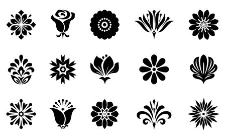 Flowers icon set. Flowers isolated on transparent background. Flowers in modern simple. Cute round flower plant nature collection. Vector illustratorのイラスト素材