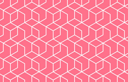 The geometric pattern with lines. Seamless vector background. White and pink texture. Graphic modern pattern. Simple lattice graphic designのイラスト素材