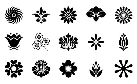 Flowers icon set. Flowers isolated on transparent background. Flowers in modern simple. Cute round flower plant nature collection. Vector illustratorのイラスト素材