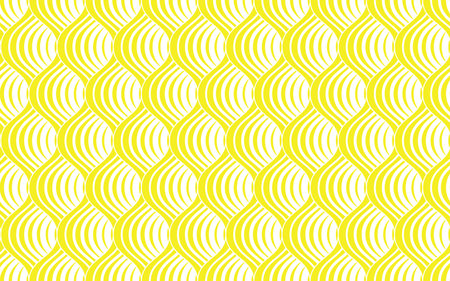 The geometric pattern with wavy lines. Seamless vector background. White and yellow texture. Simple lattice graphic designのイラスト素材