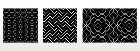 Geometric set of seamless black and white patterns. Simple vector graphics.のイラスト素材