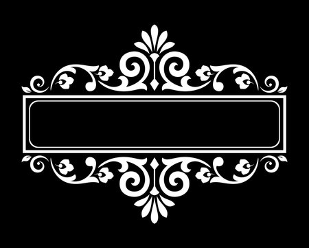 Vintage black and white element. Graphic vector design. Damask graphic ornament.のイラスト素材