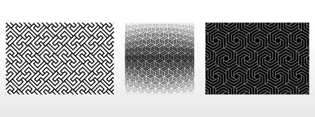 Geometric set of seamless black and white patterns. Simple vector graphics.のイラスト素材