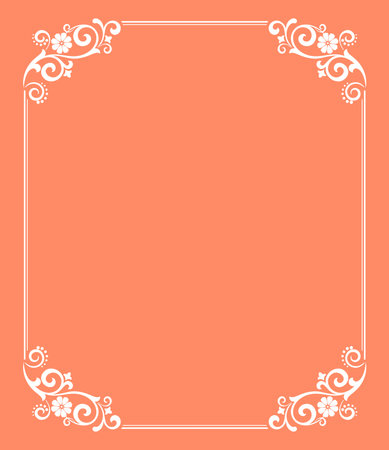 Decorative frame Elegant vector element for design in Eastern style, place for text. Floral pink and white border. Lace illustration for invitations and greeting cardsのイラスト素材