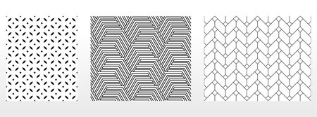 Geometric set of seamless black and white patterns. Simple vector graphics.のイラスト素材